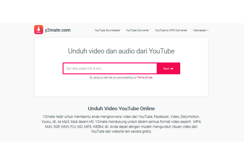 Situs Y2mate, cara praktis download video Youtube bebas hak cipta.