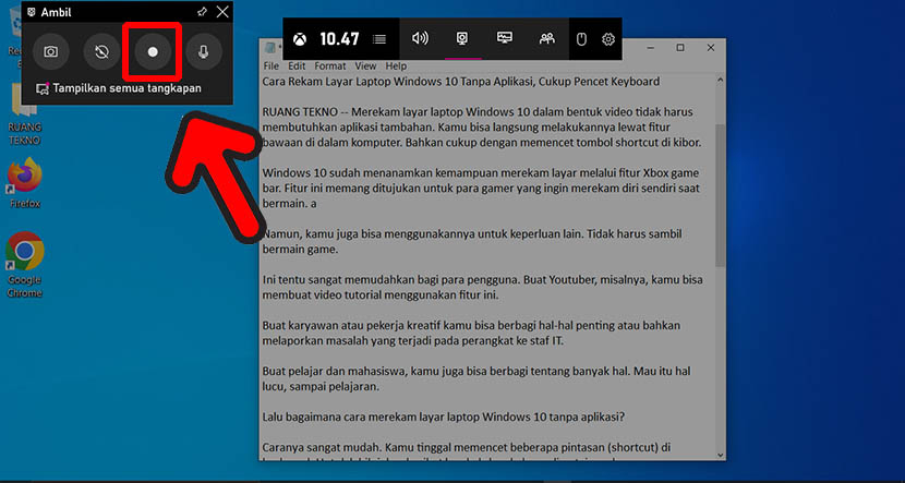 Langkah 4 screen record di laptop Windows