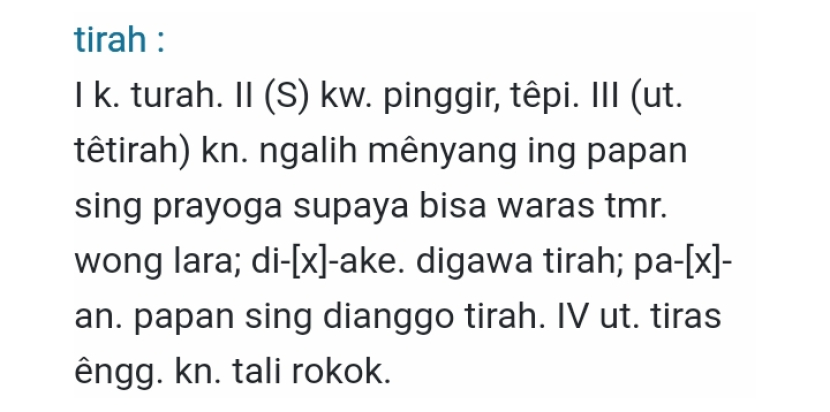 Tirah, patirahan, bahasa Jawa yang kemudian memunculkan kata petirahan dalam bahasa Indonesia. Artinya tempat beristirahat untuk memulihkan kesehatan.