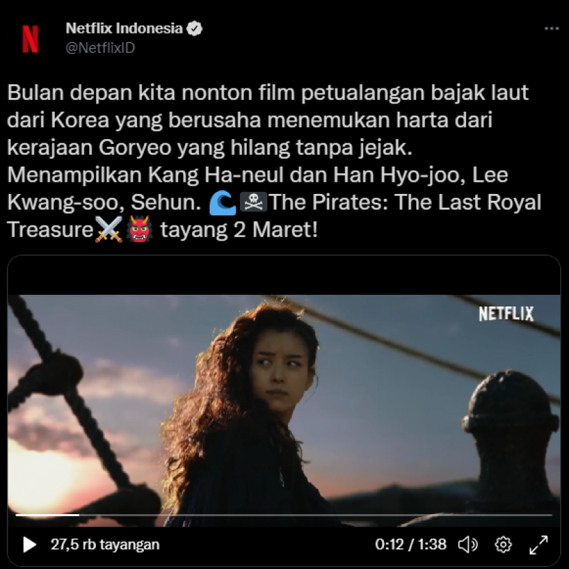 Postingan twitter resmi Netflix Indonesia