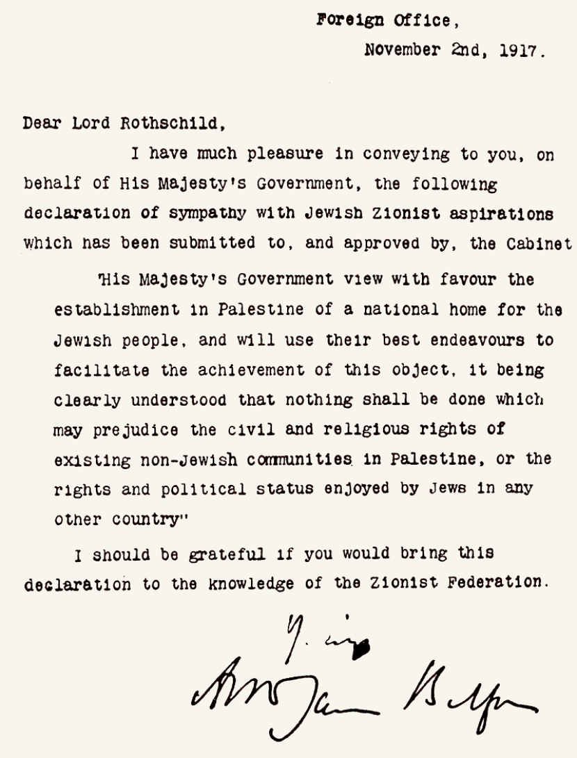 Naskah Deklarasi Balfour.