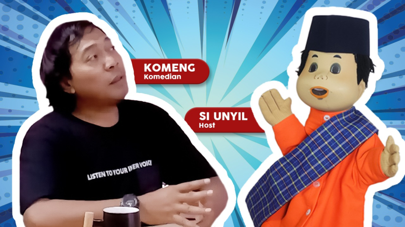 Podcast Si Unyil yang menghadirkan bintang tamu komedian Komeng. (foto: indihome)