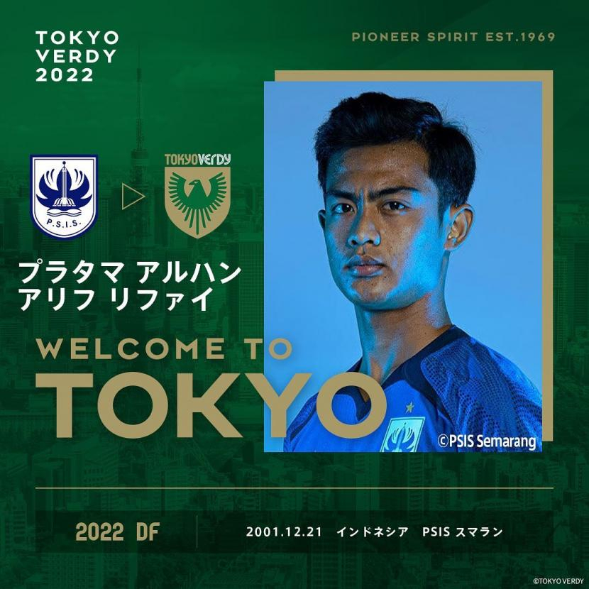 Pratama Arhan resmi direkrut klub kasta kedua Liga Jepang, Tokyo Verdy, Rabu (16/2/2022). 