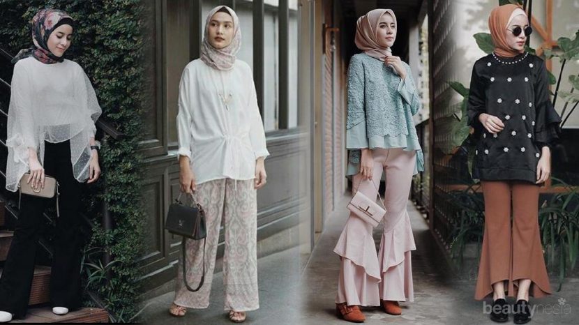 Inspirasi Baju Kondangan Simpel Hijabers Dengan Bawahan Celana