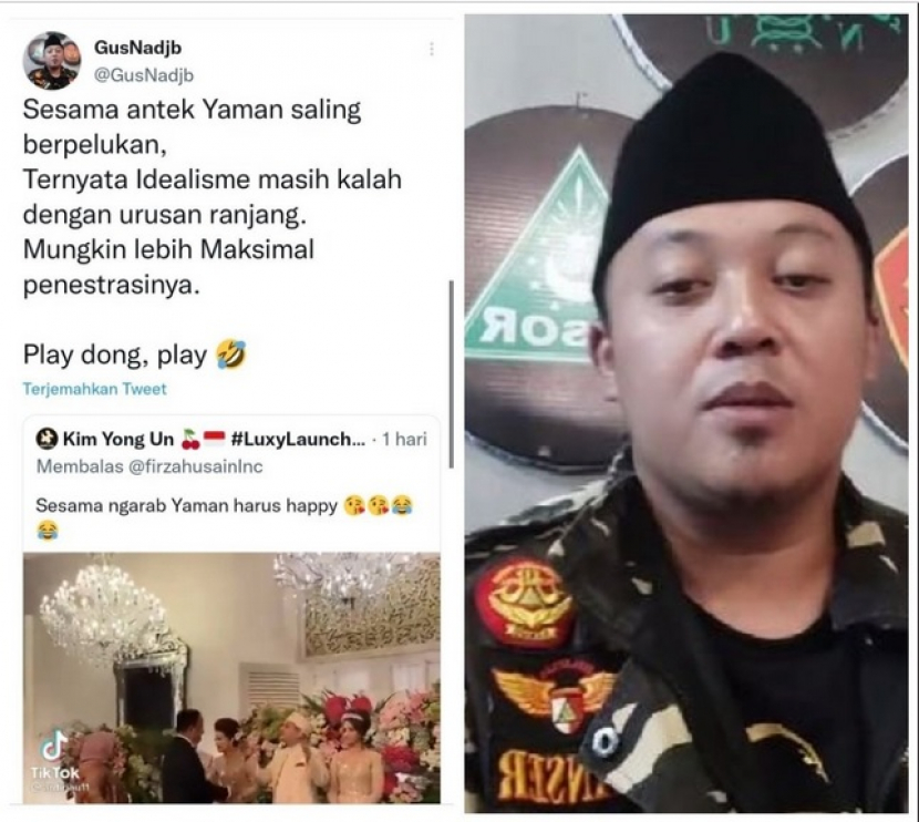 Akun Twitter Berfoto Banser Lecehkan Tsamara Amany. Akun Twitter @GusNadjb yang memasang foto pria menggunakan pakaian Ormas Banser menjadi trending topik dengan kata kunci 