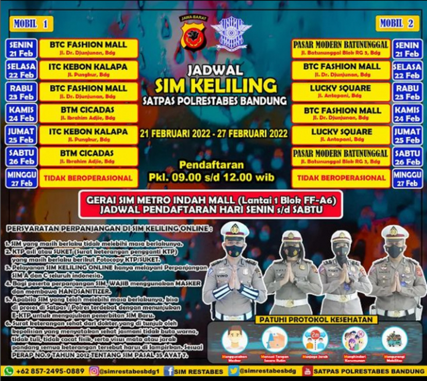 Jadwal SIM Keliling Satlantas Polrestabes Bandung Selama Satu Pekan. Dok Satlantas Polrestabes Bandung