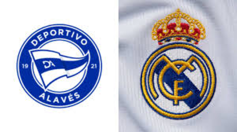 Logo Deportivo Alaves (kiri), Real Madrid (kanan). Foto: 90min.com.