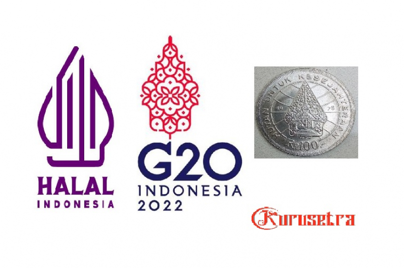 Gunungan Wayang. Gunungan Wayang diadopsi menjadi sejumlah logo, mulai dari uang Rp 100 keluaran tahun 1978, simbol G20 Indonesia 2022, dan terbaru logo baru halal Indonesia. Foto: Kurusetra.