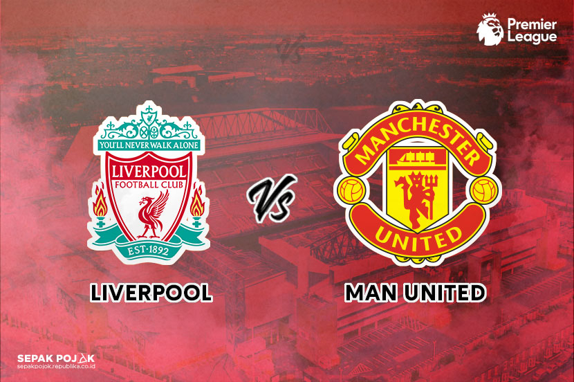 Logo Liverpool (kiri), Manchester United (kanan). 