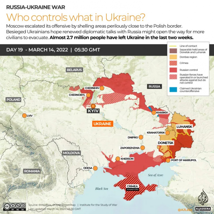 Siapa kontrol Ukraina sampai hari Senin ini (14/2/2022)