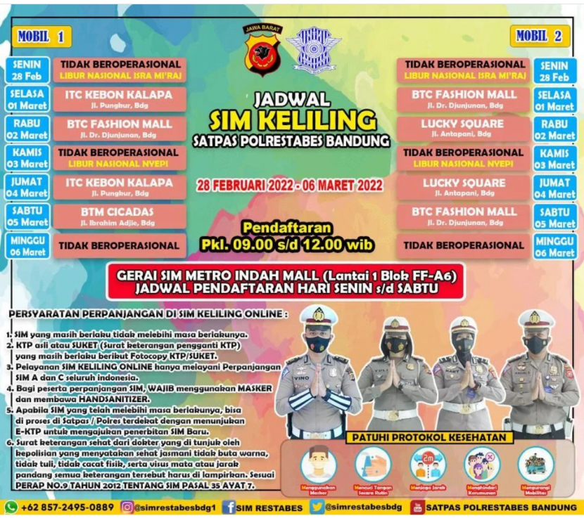 Jadwal SIM Keliling Kota Bandung jangan lupa bawa persyaratannya dan kelengkapanya