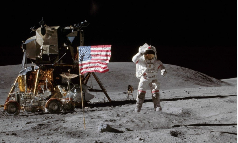 Foto pendaratan di Bulan. (NASA) 