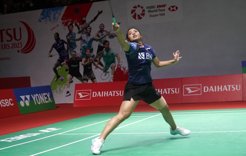 Pemain tunggal putri Gregoria Mariska mengalahkan unggulan empat dari Cina, He Bing Jiao di babak kedua Indonesia Masters 2023.