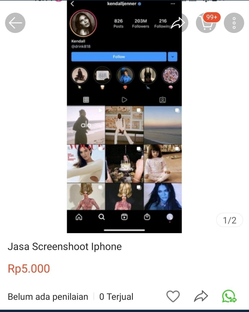 Jasa screenshot Iphone di platform lokapasar.