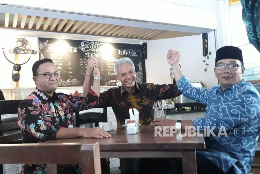Gubernur Anies Rasyid Baswedan, Ganjar Pranowo, dan Mochamad Ridwan Kamil.
