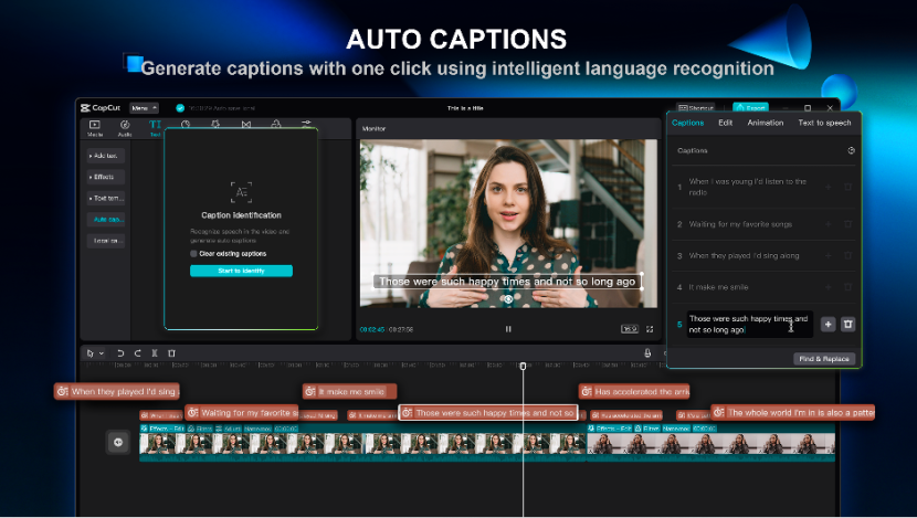 Aplikasi CapCut for PC yang bisa digunakan untuk mengedit video TikTok dengan mudah dan cepat. Fitur auto caption yang bisa mengenali bahasa. Foto: Microsoft Store/Bytedance