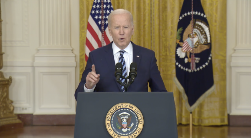 Presiden AS Joe Biden berbicara pada 24 Februari dari Gedung Putih. Gambar: Tangkapan layar video Whitehouse.gov