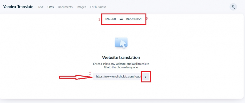 Yandex Translate. Translate Sites. Foto: Tangkapan layar