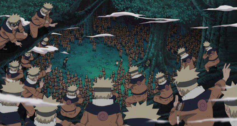 Naruto yang mengeluarkan 1000 klon dengan Kage Bunshin No Jutsu. Foto: Naruto Fandom