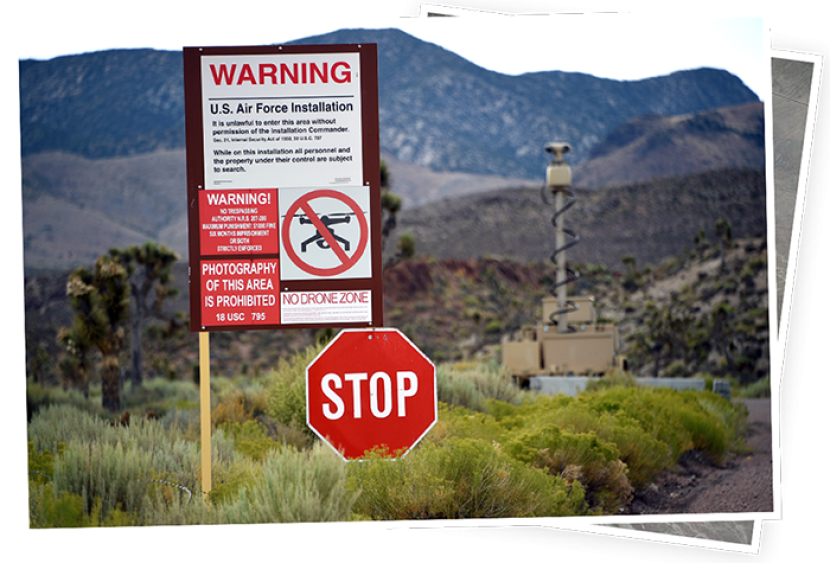 Sebuah peringatan di wilayah dekat Area 51, Nevada.