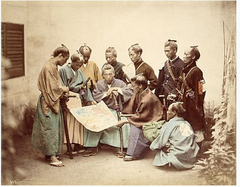 Samurai klan Satsuma bertempur di pihak kekaisaran semasa Perang Boshin. Foto:  Felice Beato)