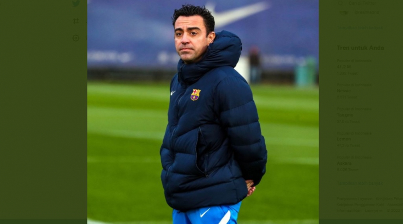 Manager Barcelona, Xavi Hernandez, belum bersedia berkomentar soal peluang mendatangkan striker<a href=