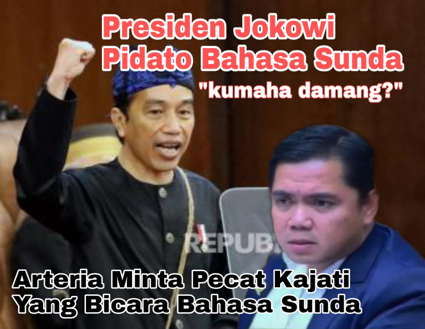 Video Presiden Jokowi berbicara bahasa Sunda dalam satu pidatonya viral di media sosial, menyusul kasus Arteria Dahlan mempersoalkan pemakaian bahasa Sunda oleh seorang kajati.