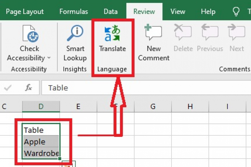 Microsoft Excel. Fitur translate di Microsoft Excel