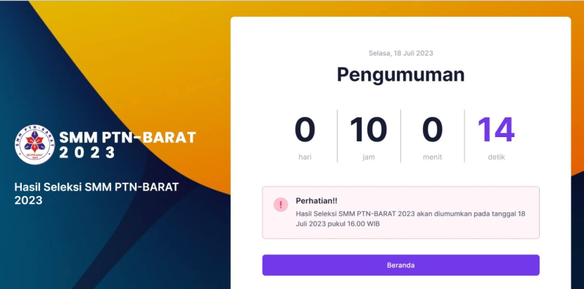 Pengumuman SMM PTN-Barat 2023 dapat dilihat di 17 link yang disediakan panitia. Foto : smmptn-barat