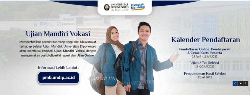 Universitas Diponegoro (Undip) membuka Seleksi Jalur Mandiri Vokasi tanggal 25 April sampai 11 Juli 2022. Foto : undip