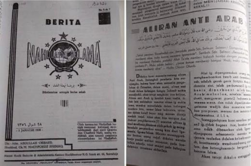 Majalah Berita Nahdlatoel Oelama Tahun 1938 Ingatkan Bahaya Aliran Anti-Arab. Foto: IST.