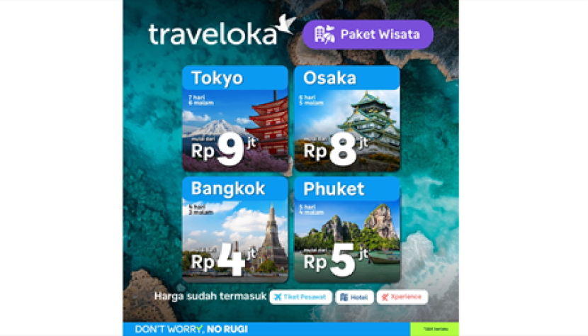 Paket wisata Traveloka ke Tokyo, Osaka, Bangkok, dan Phuket. (Foto: Traveloka)