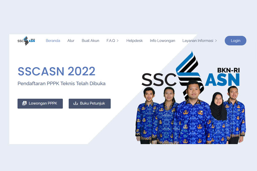 Laman situs SSCASN BKN untuk pendaftaran PPK Teknis 2022