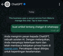 Bukan hanya MetaAI, ChatGPT  kini hadir di WhatsApp, Begini Cara Menggunakannya