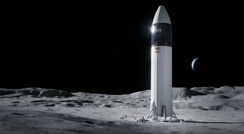 NASA mengharapkan mendaratkan astronot di bulan pada misi Artemis 3 pada tahun 2025. Namun, pada sidang 1 Maret pada saksi memperkirakan misi akan tertunda setidaknya satu atau dua tahun. Gambar: SpaceX