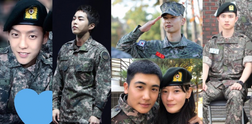 BTS dalam seragam tentara Korea.