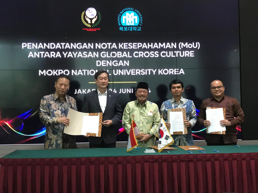 Yayasan Global Cross Culture dan Yayasan Mokpo National University (MNU) mengadakan kerja sama meningkatkan pendidikan bagi generasi muda Indonesia untuk bisa mendapatkan jenjang pendidikan yang lebih baik, Senin (24/6/2024). (Foto: Ist) 